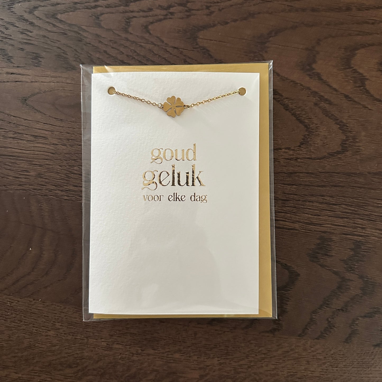 Luxe kaart Goud geluk met armband goud