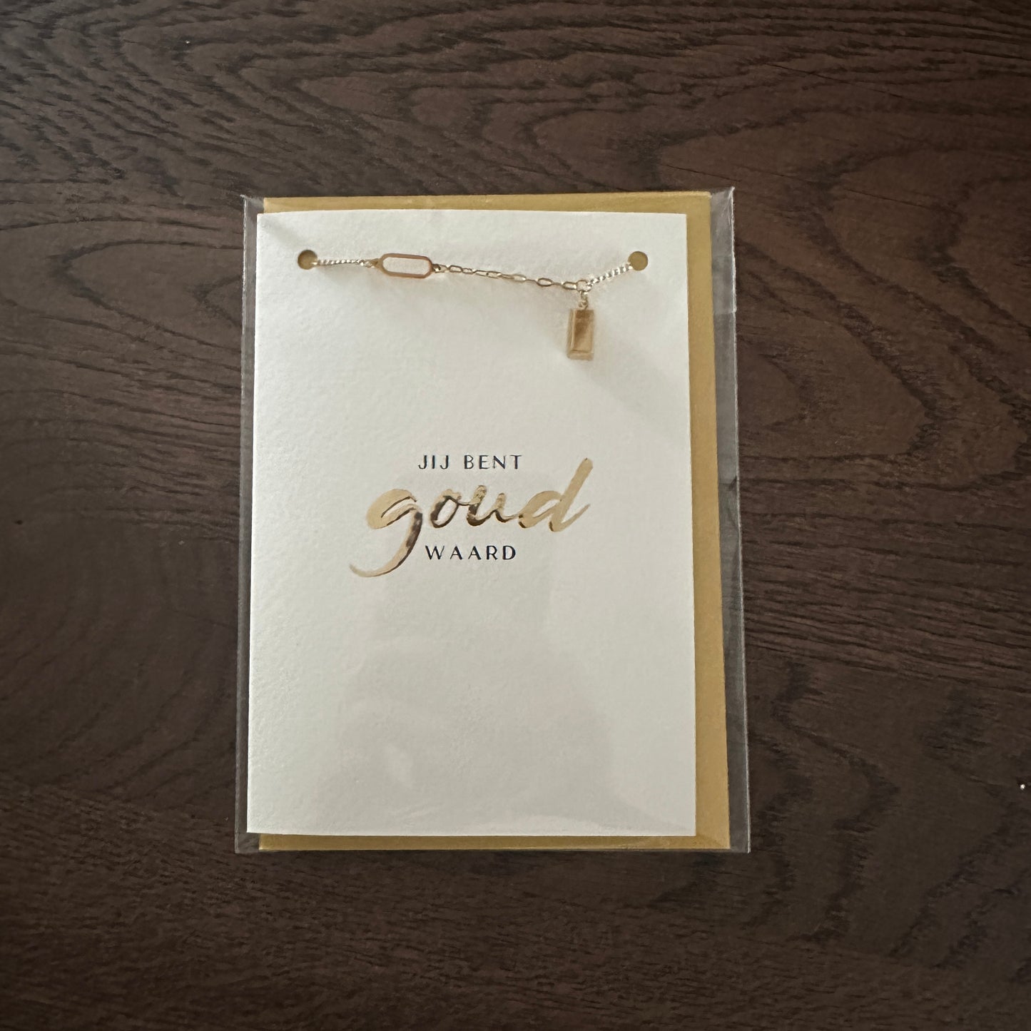 Luxe kaart Jij bent goud waard met armband goud