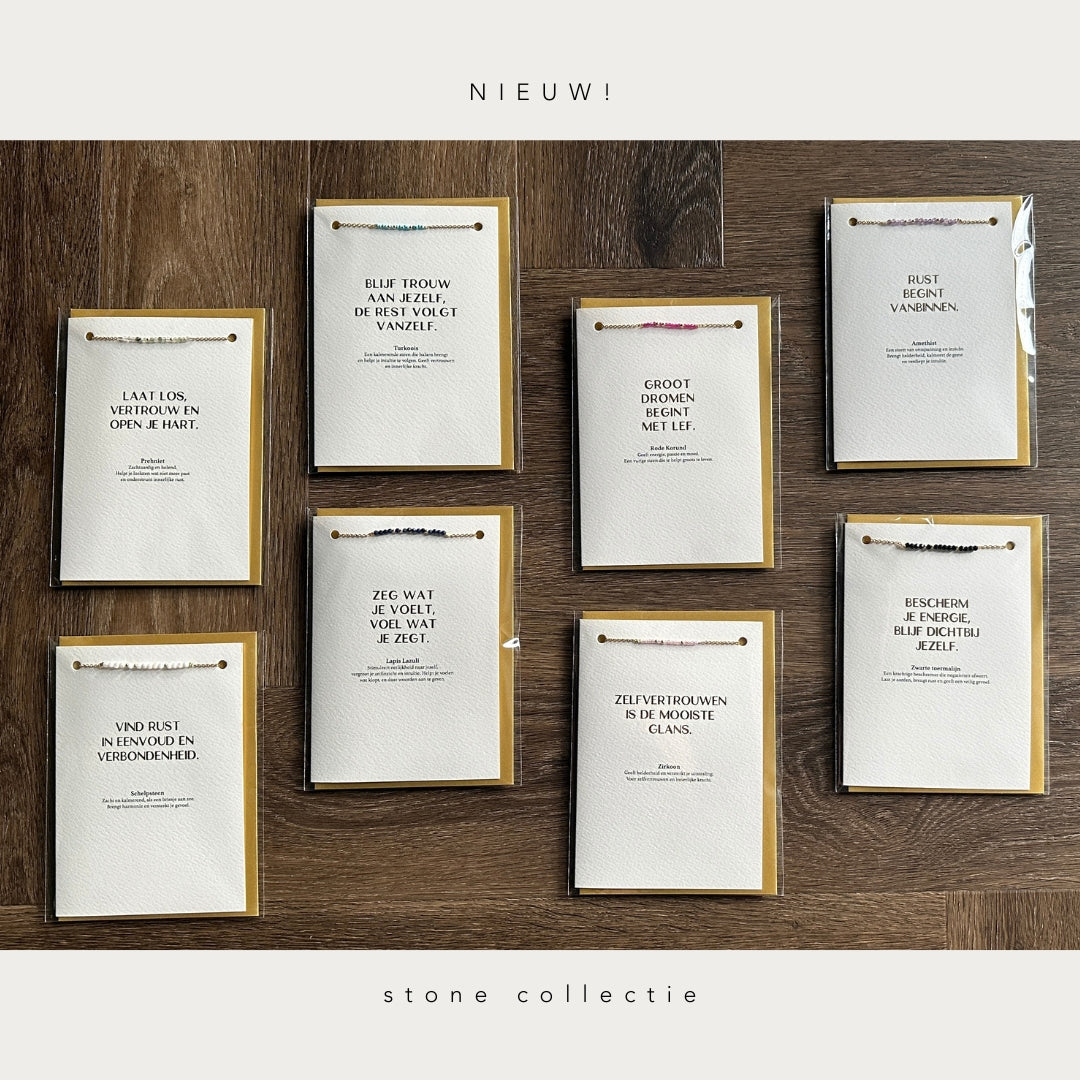 Luxe wenskaart zwarte toermalijn met armband goud