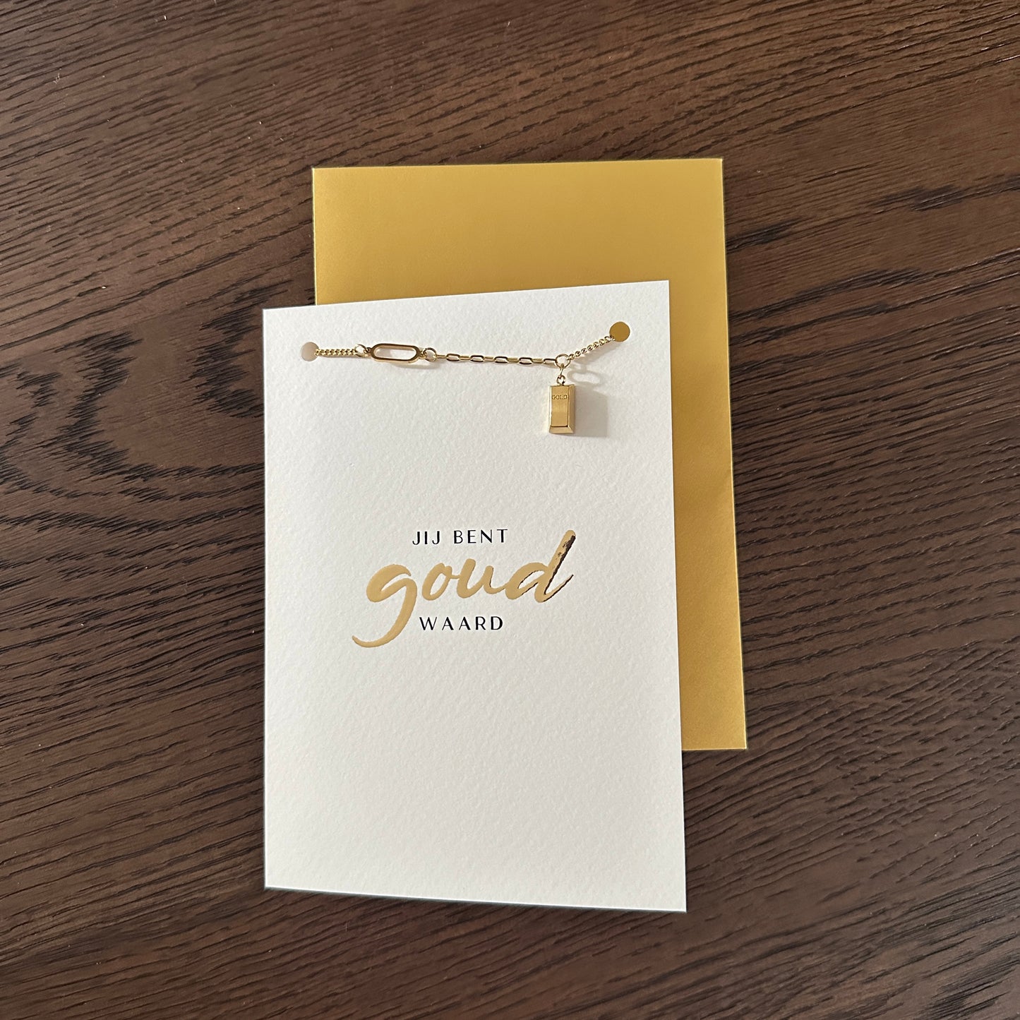 Luxe kaart Jij bent goud waard met armband goud