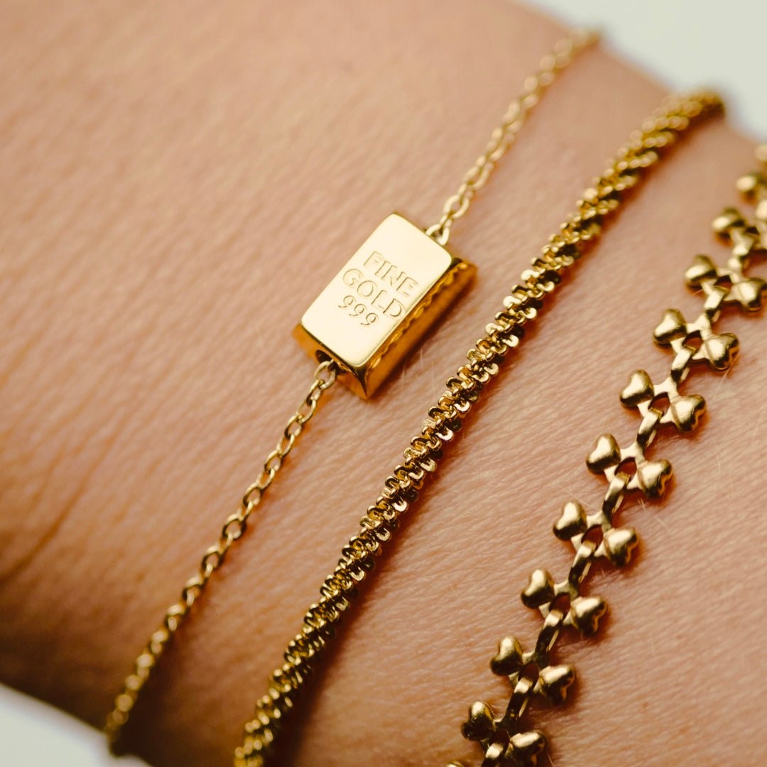 Armband goud goudklompje - Sieradenkaart