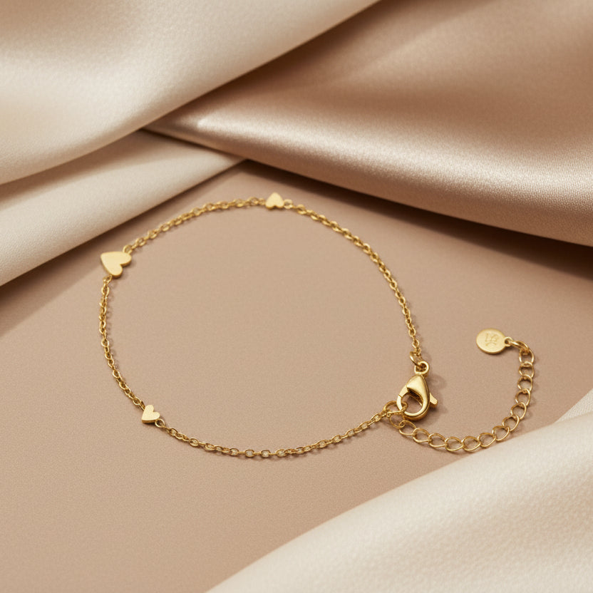 Armband goud hartjes - Sieradenkaart