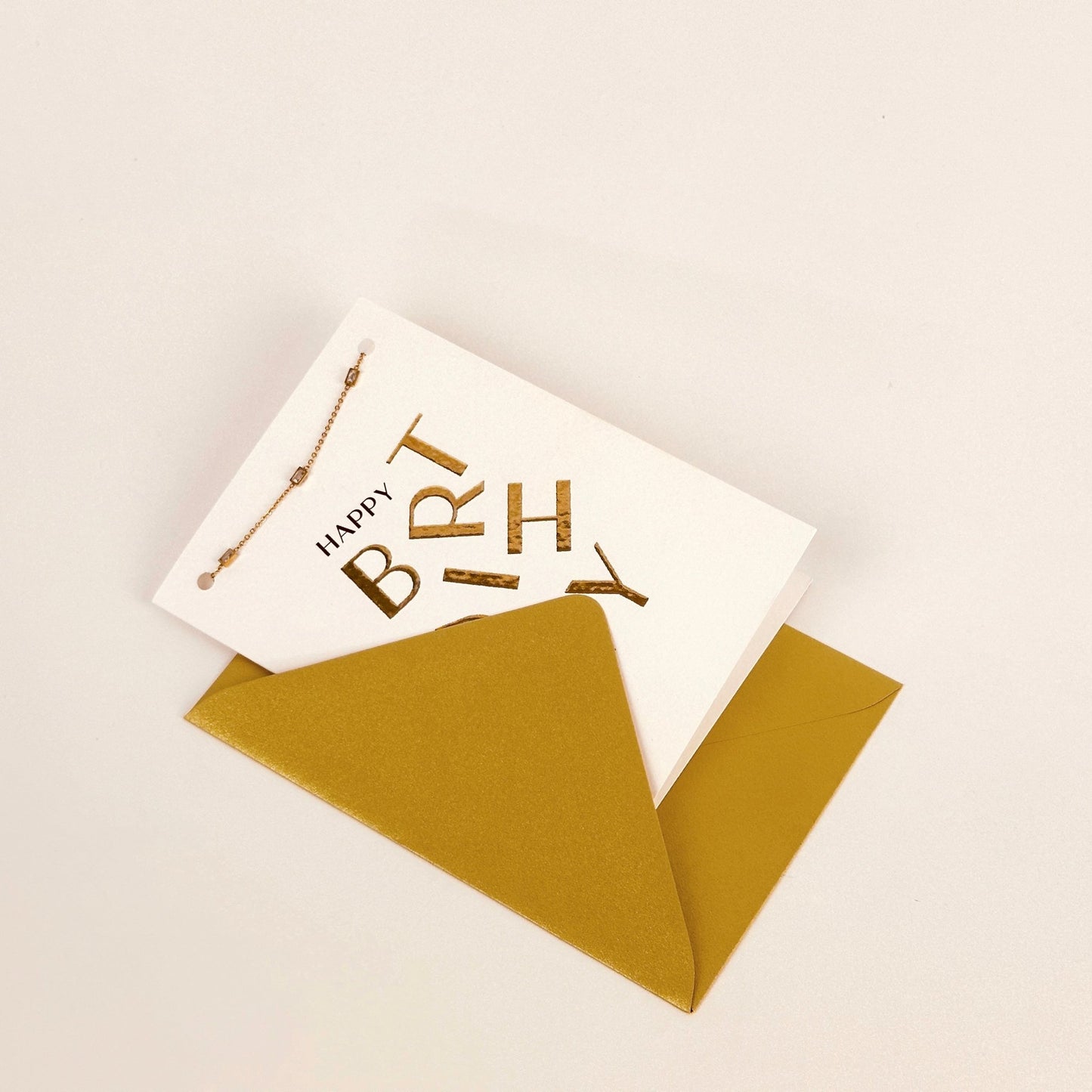 Luxe wenskaart Happy birthday met armband goud - Sieradenkaart