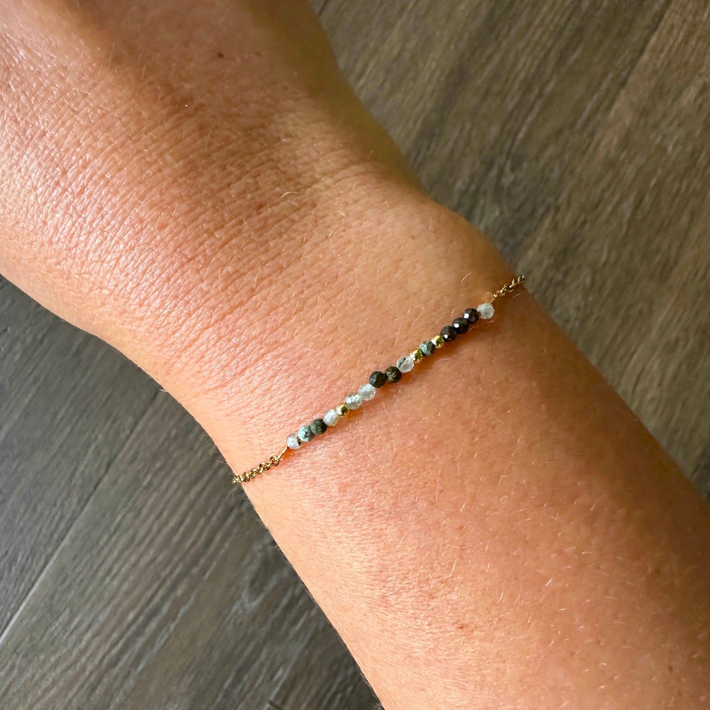 Luxe wenskaart prehniet met armband goud