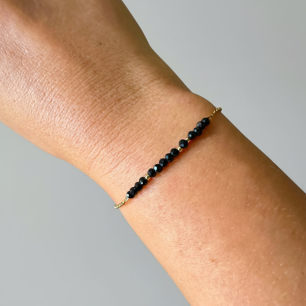 Armband goud zwarte toermalijn