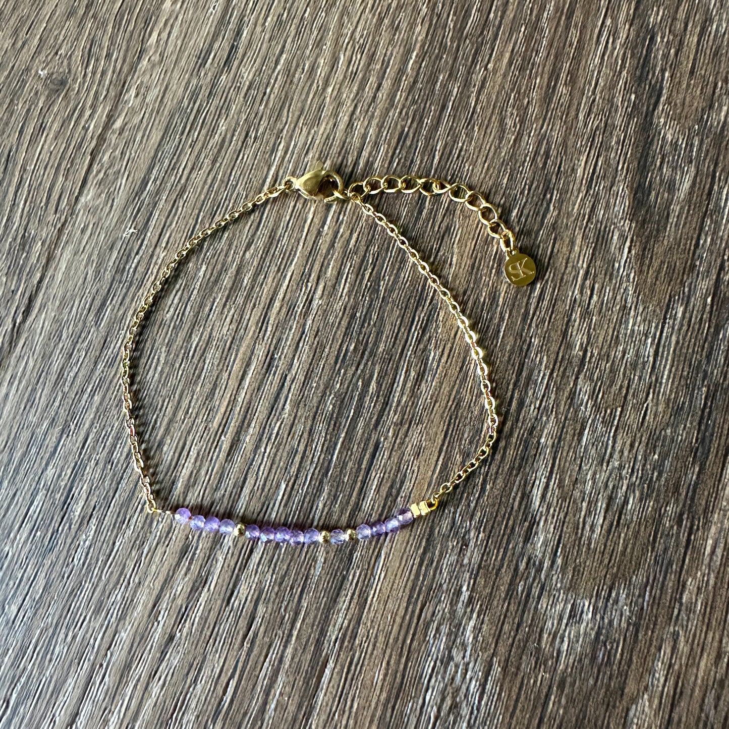 Luxe wenskaart amethist met armband goud