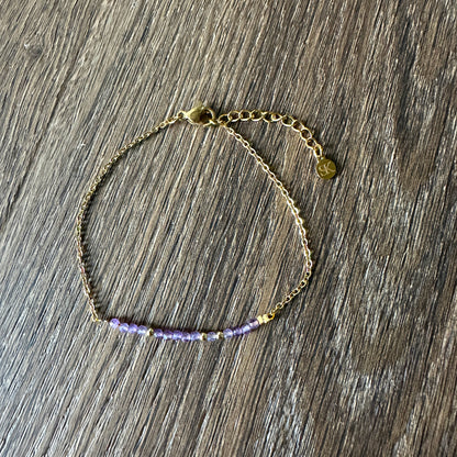 Luxe wenskaart amethist met armband goud