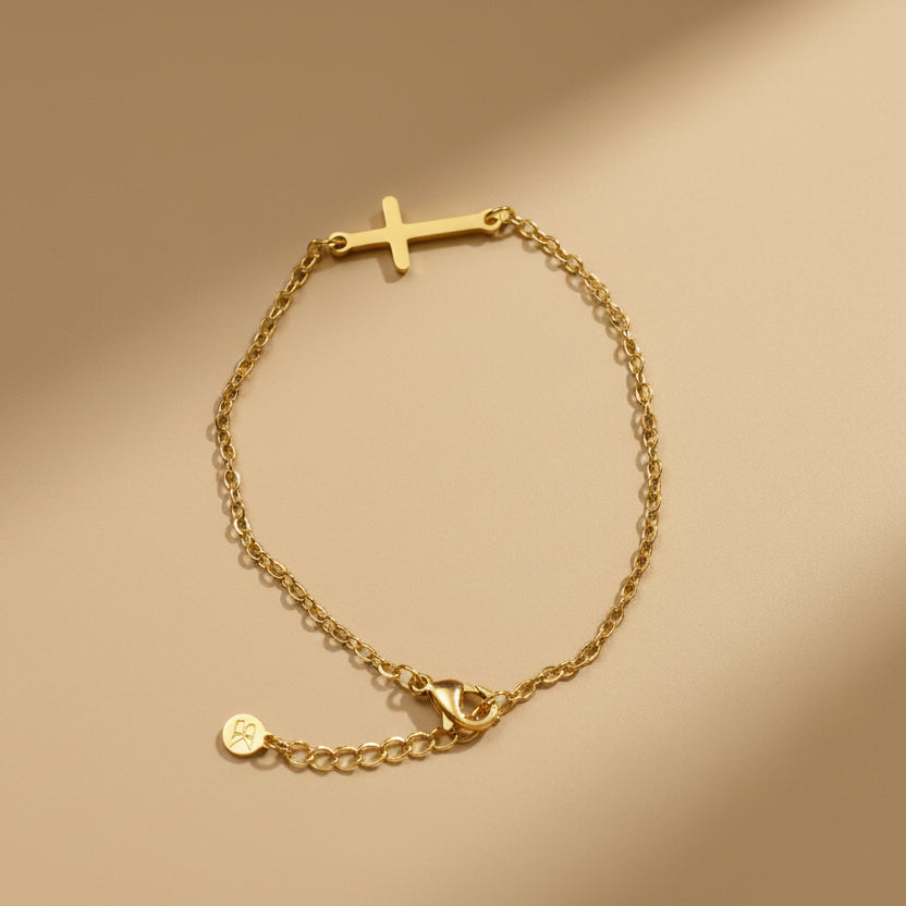Luxe kaart Faith hope love met armband goud