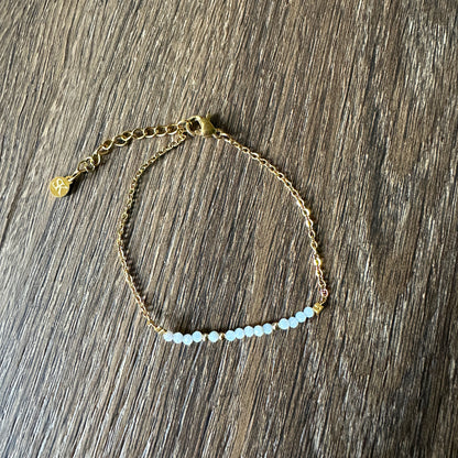 Luxe wenskaart schelpsteen met armband goud