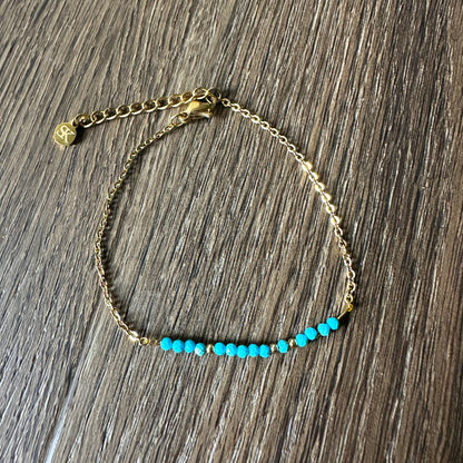 Luxe wenskaart turkoois met armband goud