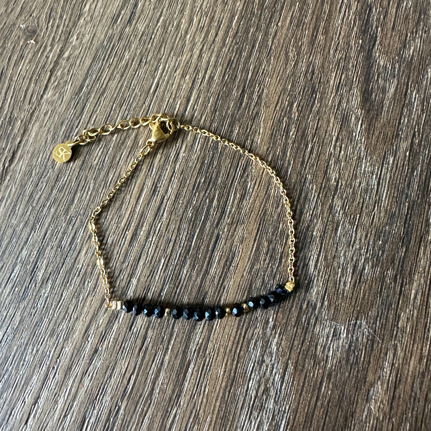 Luxe wenskaart zwarte toermalijn met armband goud