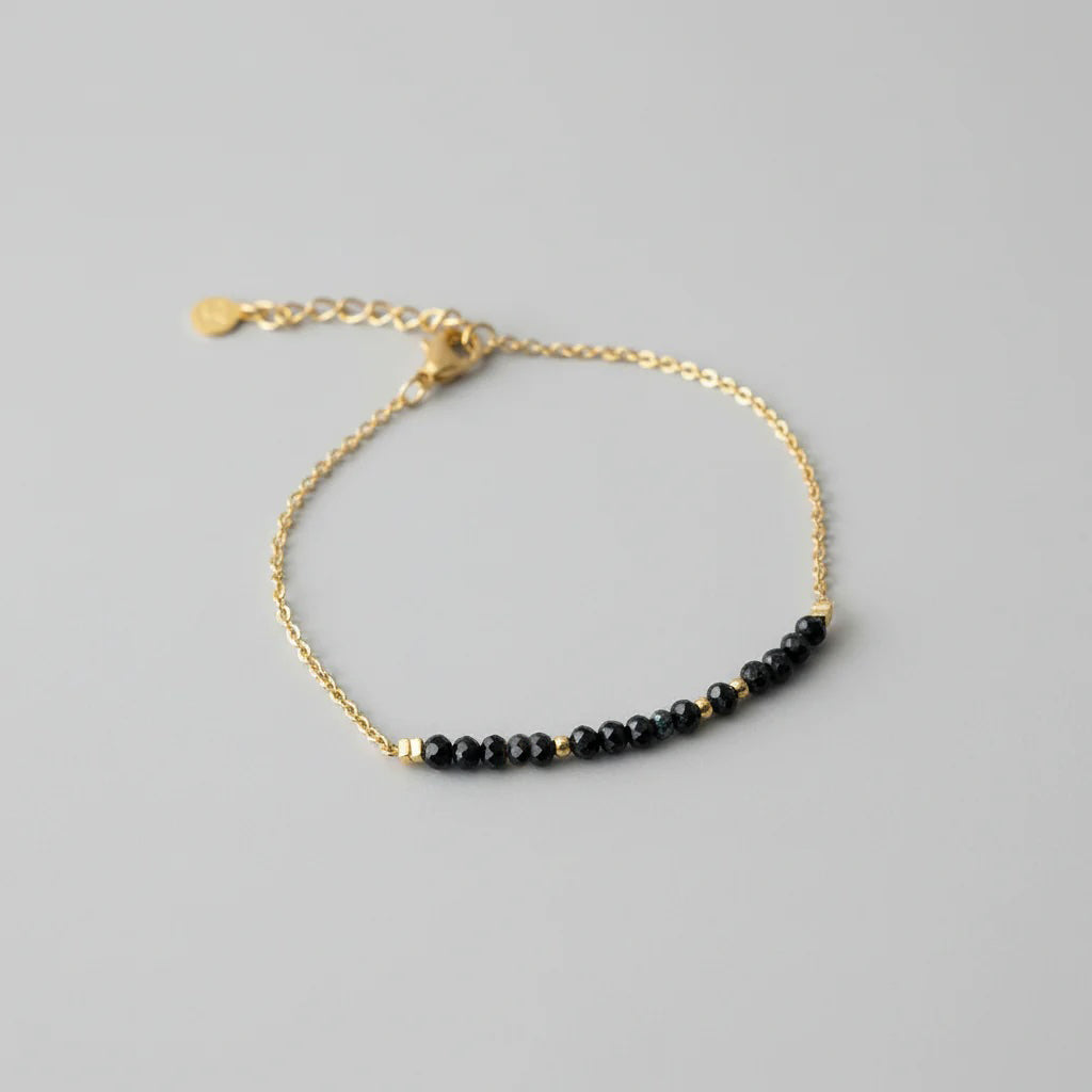Armband goud zwarte toermalijn