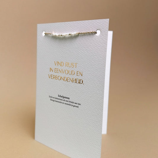 Luxe wenskaart schelpsteen met armband goud