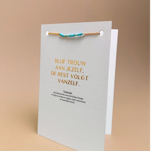 Luxe wenskaart turkoois met armband goud