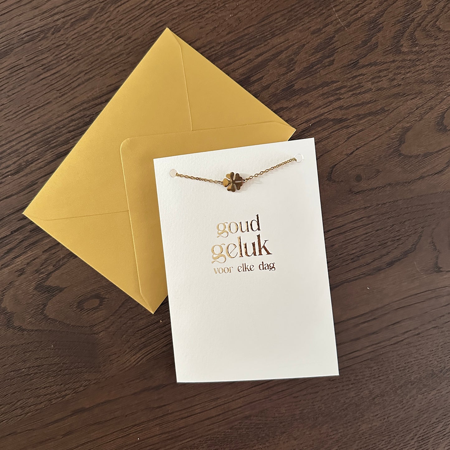 Luxe kaart Goud geluk met armband goud
