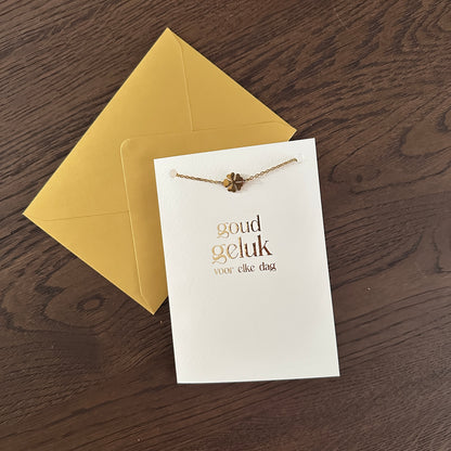 Luxe kaart Goud geluk met armband goud