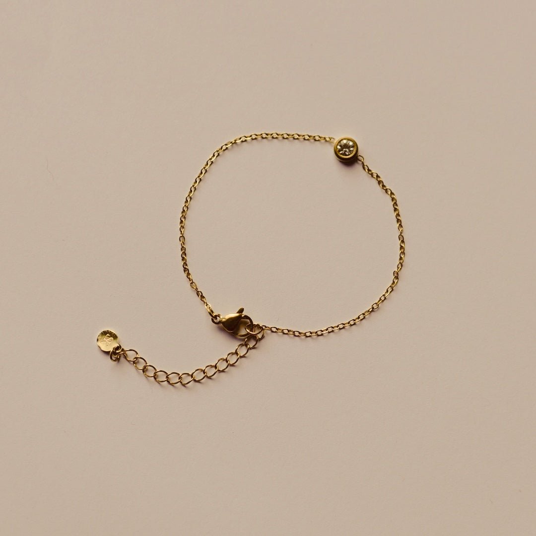 Armband goud enkel steentje - Sieradenkaart