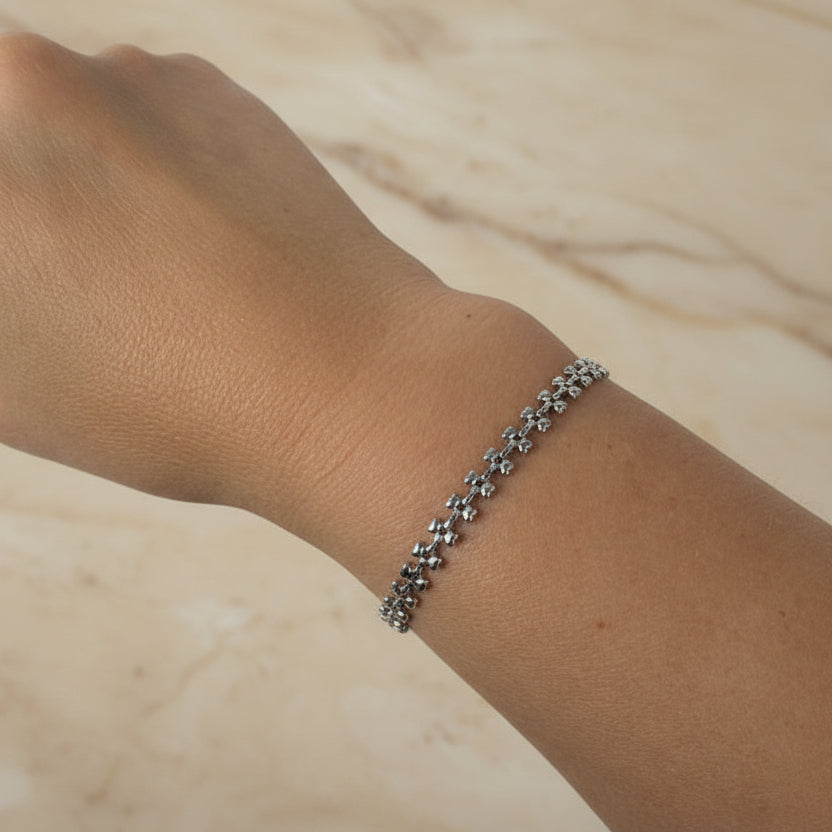 Armband zilver schakel hartjes