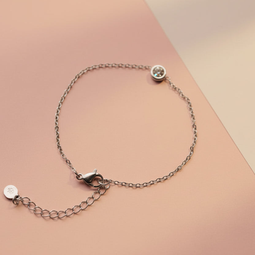 Armband zilver enkel steentje