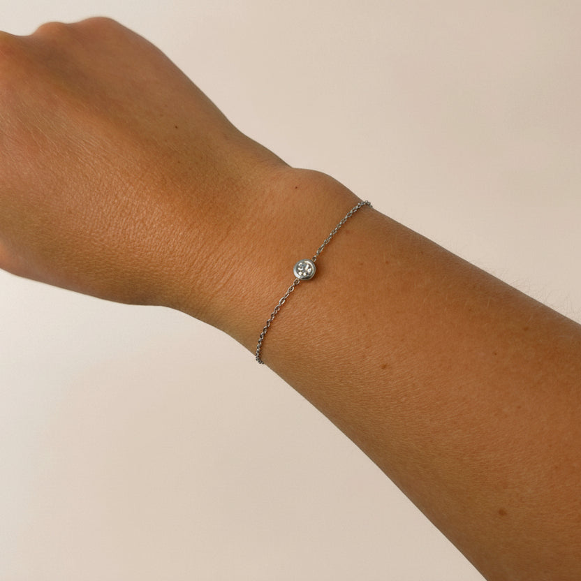 Armband zilver enkel steentje