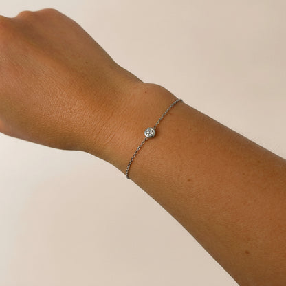 Armband zilver enkel steentje