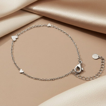 Armband zilver hartjes