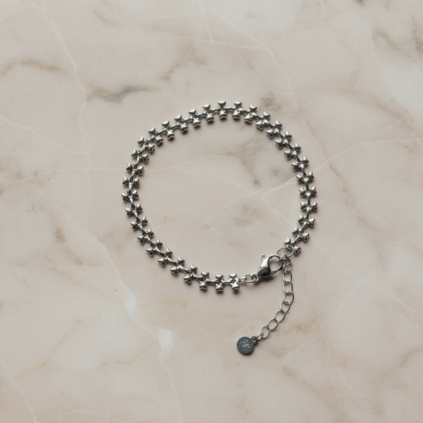 Armband zilver schakel hartjes