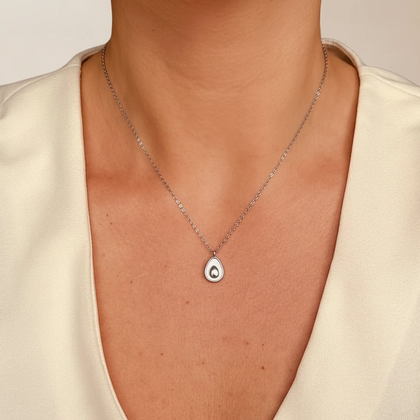 Ketting zilver avocado parelmoer