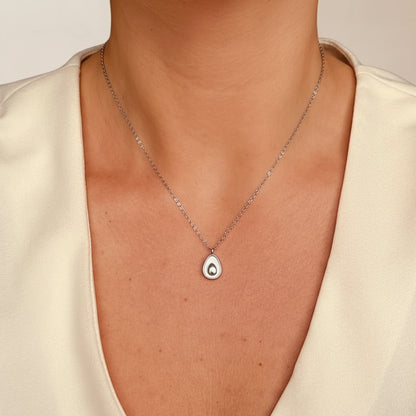 Ketting zilver avocado parelmoer