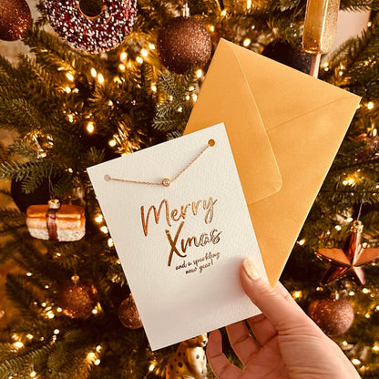 Luxe kaart Merry Xmas met armband goud - Sieradenkaart
