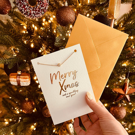Luxe kaart Merry Xmas met armband goud - Sieradenkaart