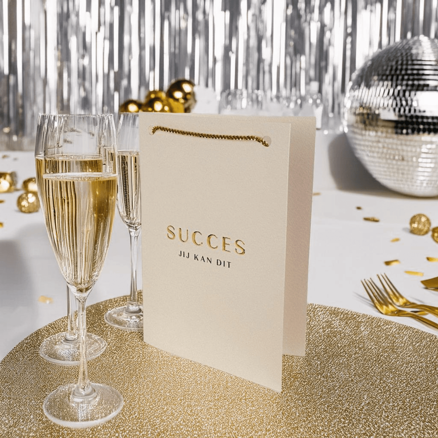 Luxe kaart Succes jij kan dit met armband goud - Sieradenkaart